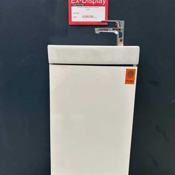 Plan Gloss White Wall Mounted Cloakroom Unit Inc Wash Basin PDW 40cm